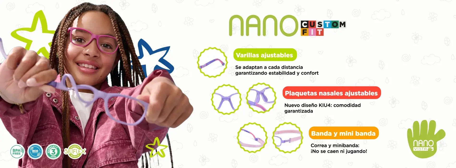 Nano Custom Fit - Armazones personalizables y flexibles para niños